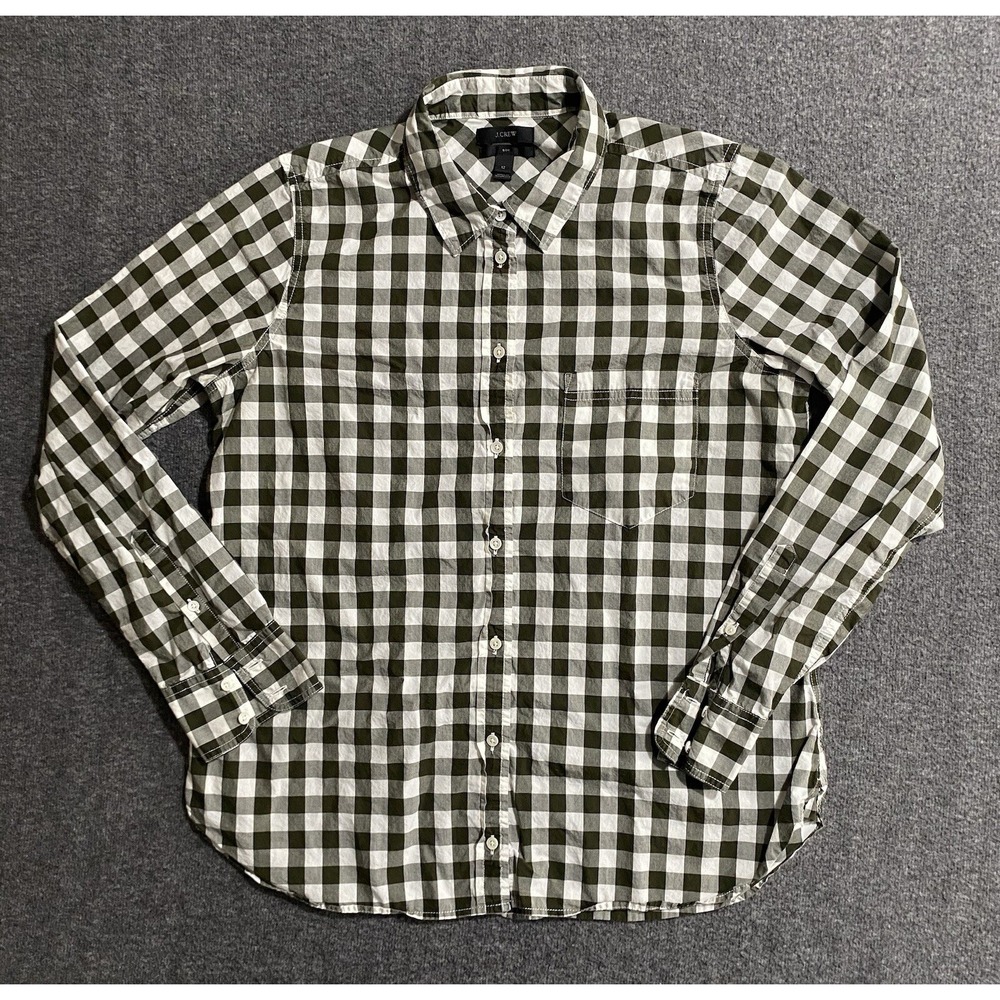 J. Crew Button Down Gray /white/brown Checkered  Long Sleeve Shirt 12